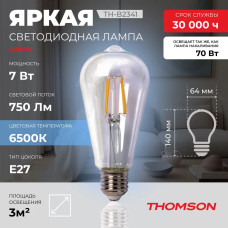 Thomson Лампочка TH-B2105, 7 Вт, Светодиодная, Филаментная, 1 шт.